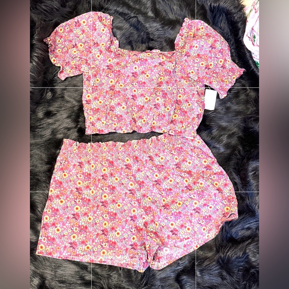 Disney Cottage Core princess collection Floral Pink plus sizeTwo-Piece Set
